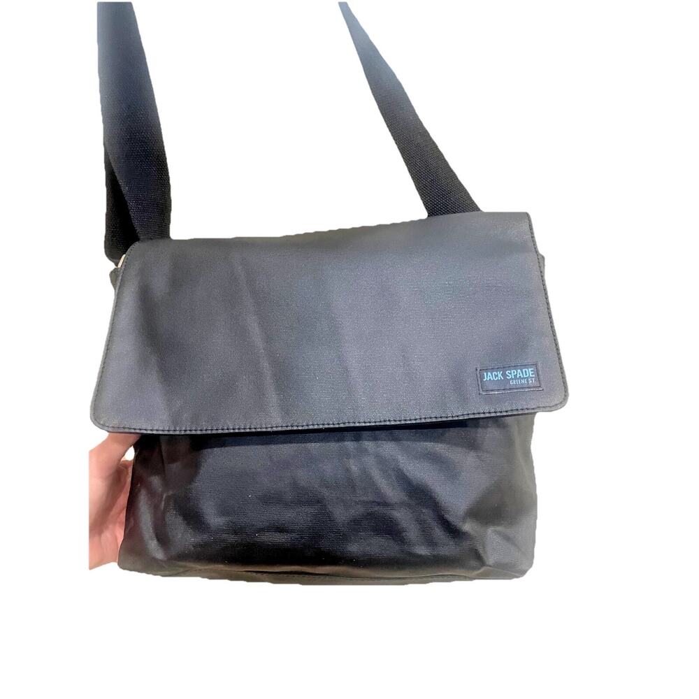 Jack Spade Greene St. messenger bag, black coated, very sharp